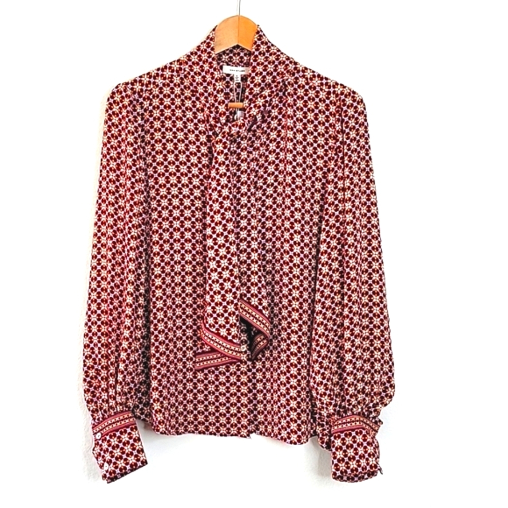Max Studio NWT Women's Elegant Patterned Button Down Blouse size S